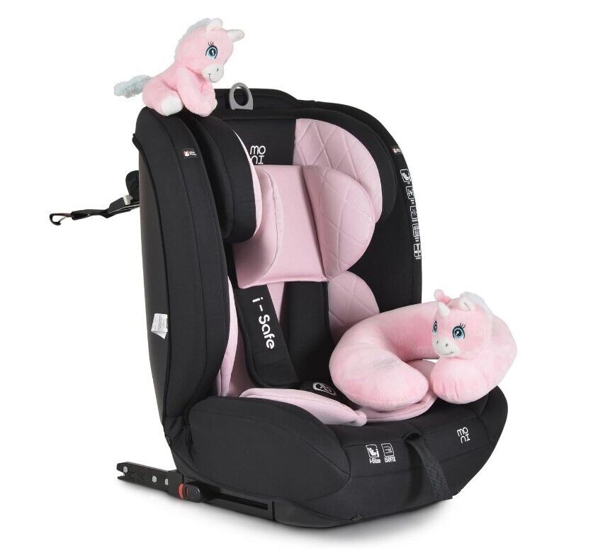 Moni Seggiolino Auto76-150cm (9-36 kg) i-Size con Isofix ISAFE PINK