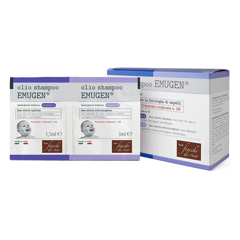 Fiocchi di Riso Emugen Olio Shampoo Detergente Bifasico, 10 Bustine