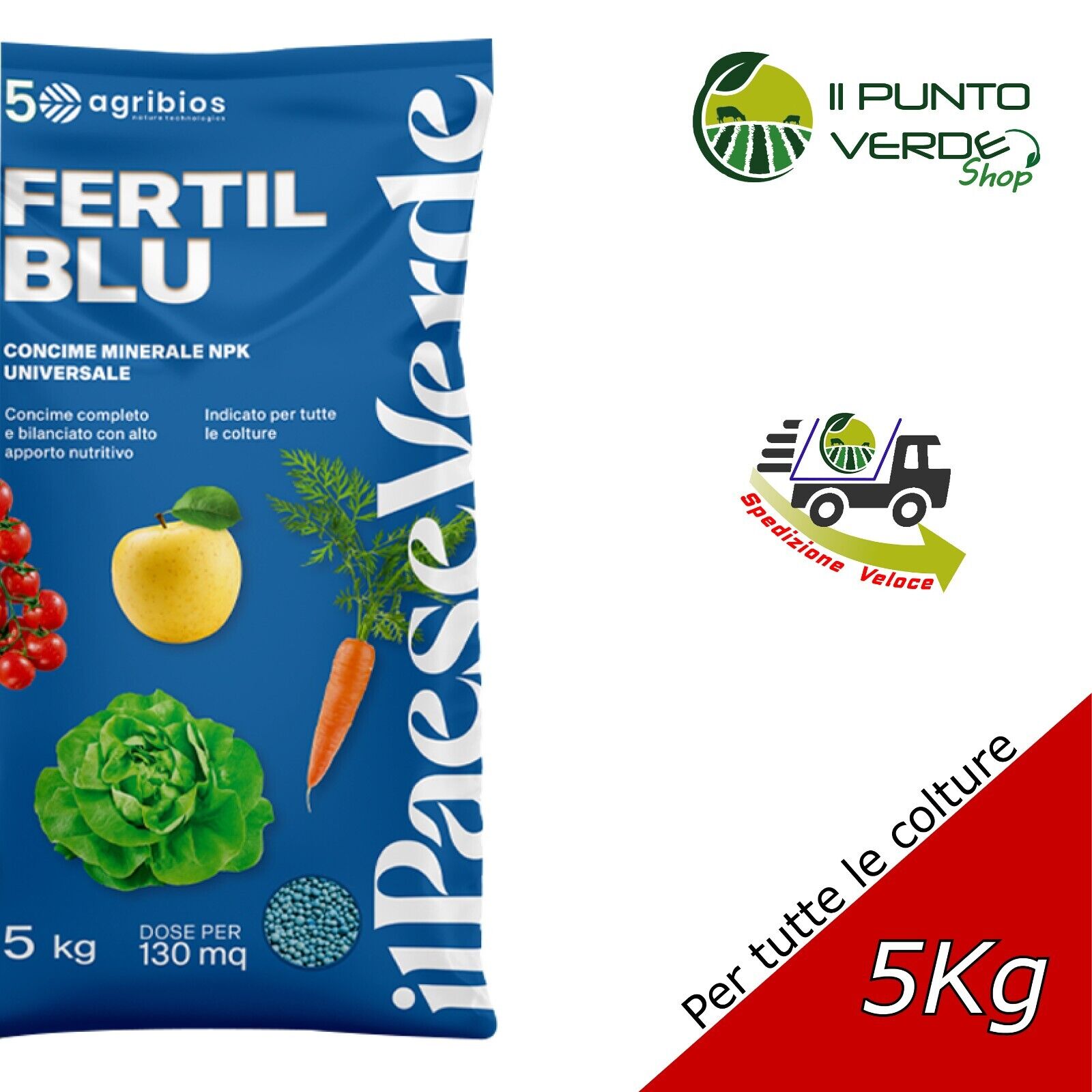 Concime Granulare NPK BLU 5 kg per Orto Agrumi Prato Giardino NUTRE 60 GIORNI