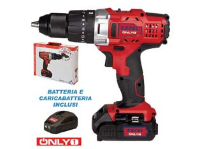 Trapano a batteria litio 18v 2ah con percussione trb05 only1 Excel