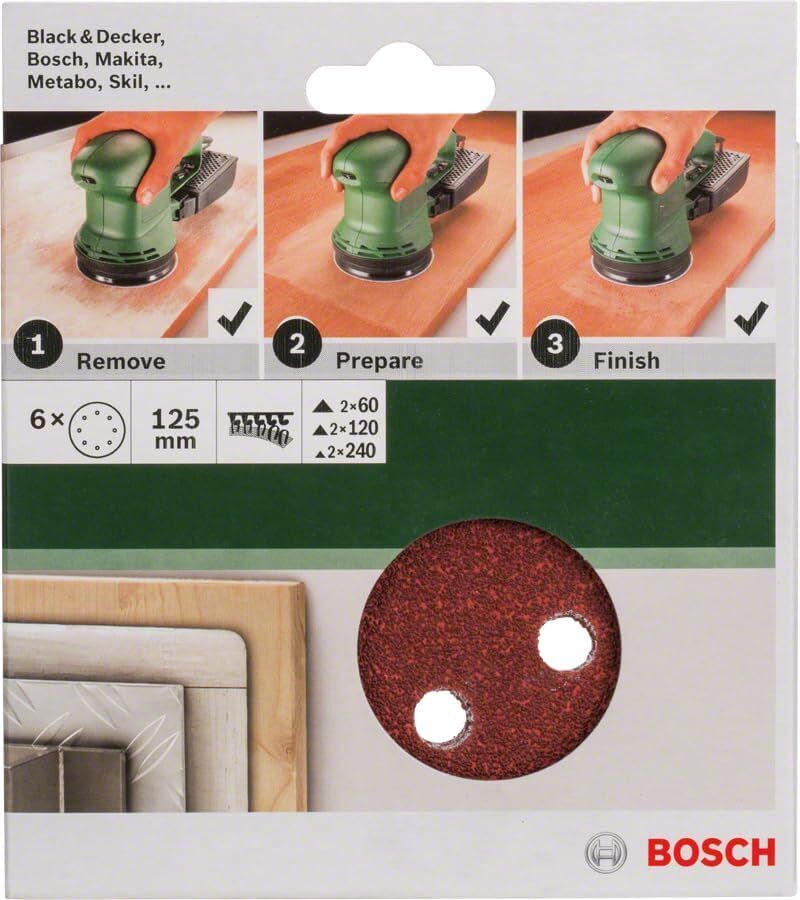 BOSCH - 6 FOGLI ABRASIVI D125 G60/120/240