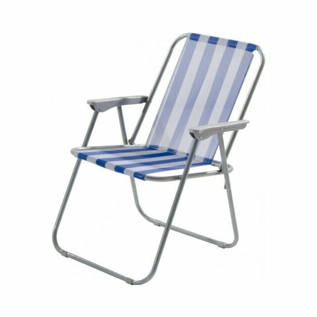Sedia pieghevole in tela "LANZAROTE" colore Bianco/blu