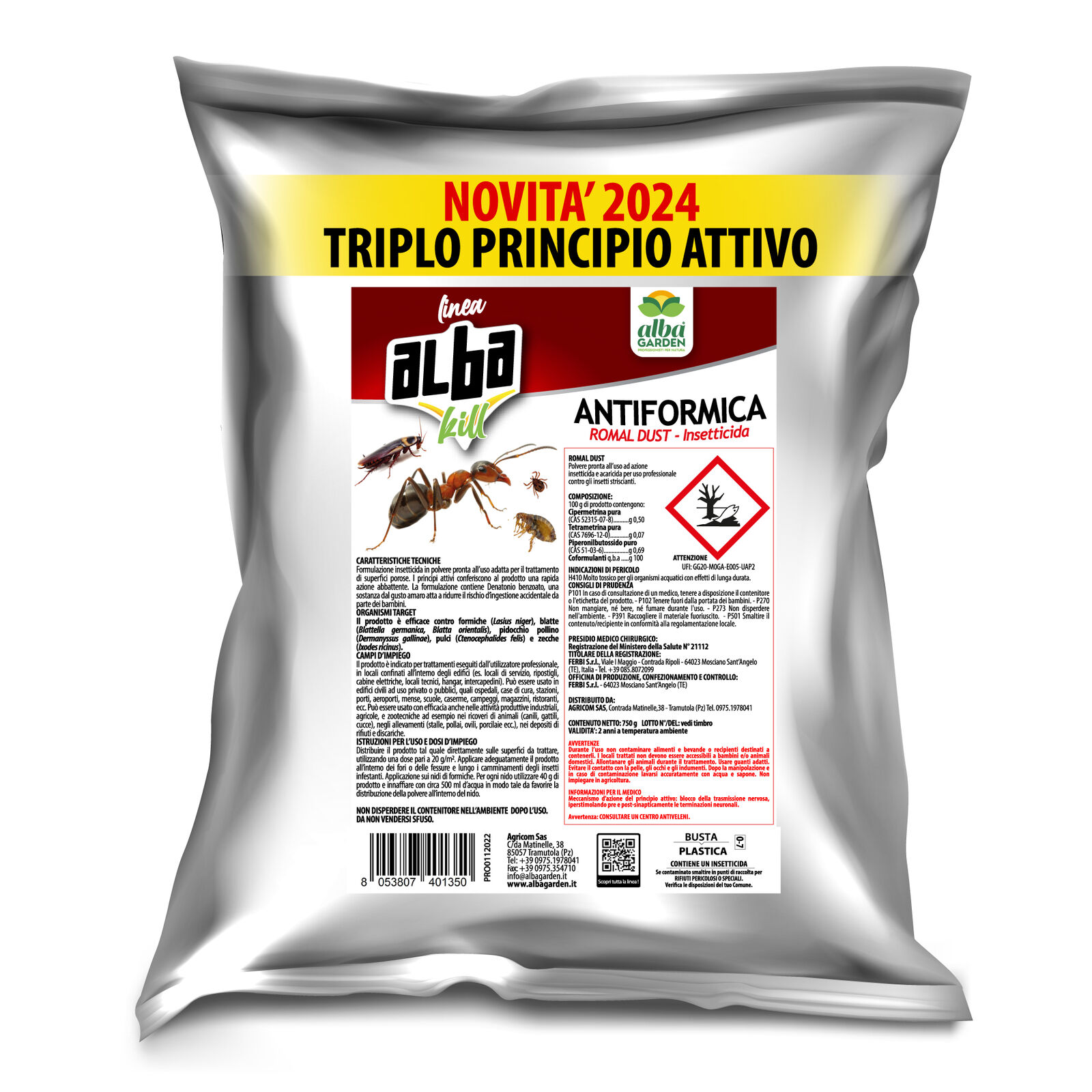 Albakill Esca Anti Formiche Veleno Insetticida Micro Granulare Orto 750 g