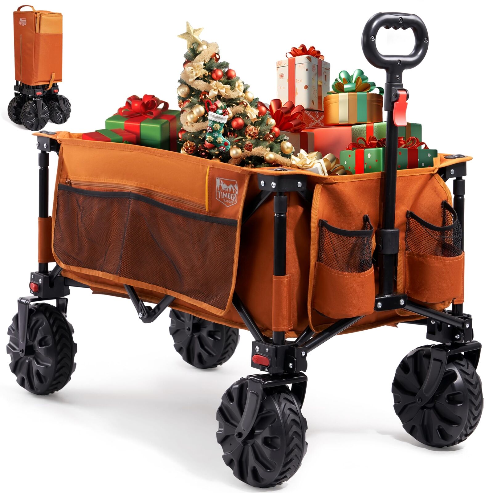 TIMBER RIDGE Carrello Spiaggia Ruote Grandi Carrello Pieghevole Trasporto Con...