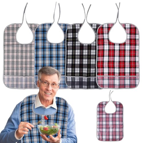 4 Pezzi Bavaglini Per Adulti, Bavaglino Per Adulti, Bavaglino Adulti, Bavaglino Protezione Abbigliamento Pulizia Facile E Portatile Raccoglitore Brici