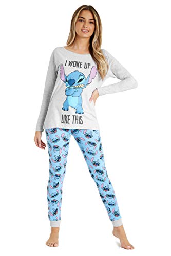 Disney Pigiama Donna - Pigiama Stitch Pigiami Donna Cotone S-2Xl Stitch Gadget Regalo (Grigio/Blu Stitch, M)