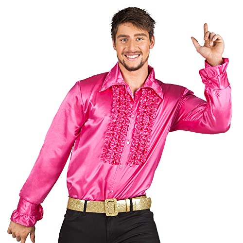 Camicia Disco Rosa Con Ruches Da Uomo - Rosa - Xxl (58/60)