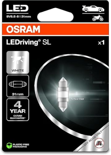 Osram Ledriving Sl, C5W (31 Mm), Bianco 6000K, Blister (1 Lamp), Led Retrofit, Offroad Use Only