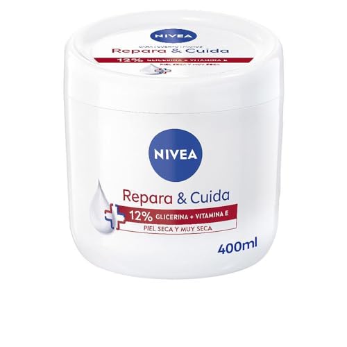Nivea Ripara & Care Crema Idratante Corpo Viso E Mani (1 X 400 Ml), Crema Idratante 72 H Con Glicerina E Vitamina E Pura, Per Pelle Secca E Molto Secc