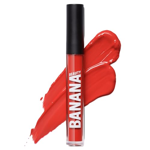 Banana Beauty Semi Matte Liquid Lipstick Con Tenuta Fino A 10 Ore (Oh Baby! / Rosso Vivo) – Rossetto Matte Per Labbra Grandi – Labbra Idratate E Volum