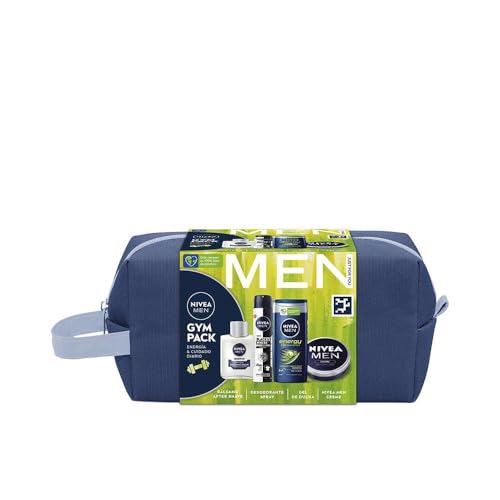 Nivea Gympack, Beauty Case Da Palestra Con Gel Doccia (1 X 250 Ml), Balsamo After Shave (1 X 100 Ml), Deodorante Spray (1 X 200 Ml) E Nivea Men Creme