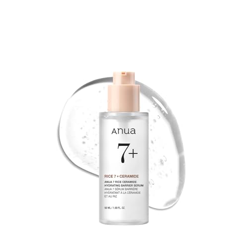 Anua Rice Ceramide 7 Hydrating Barrier Serum, Siero Illuminante E Idratante Per Il Viso, Riso, Acido Ialuronico, Niacinamide, Non Fastidioso, Pelle Di