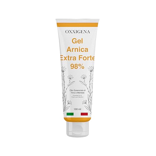 Oxxigena - Gel Arnica Extra Forte 98%, Ad Azione Lenitiva E Balsamica, Con Aggiunta Di Olio Essenziale Di Timo E Mentolo, Assorbimento Rapido, 100 Ml
