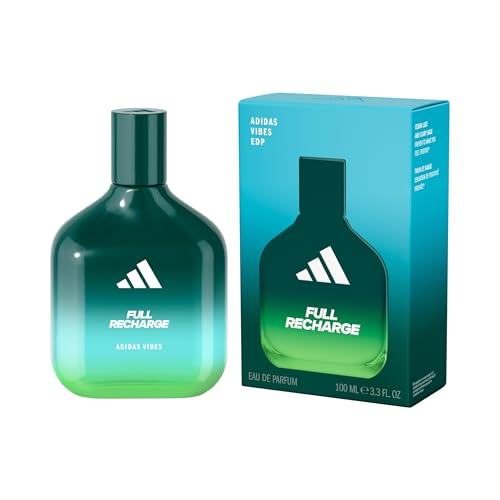 Adidas Vibes Full Recharge Eau De Parfum, Per Tutti, Tonificante E Rinvigorente, Profumo A Lunga Durata, Foglia Di Cedro E Salvia Sclarea 100 Ml