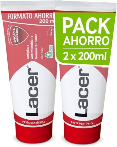 Lacer - Dentifricio Pack Da 2 X 200 Ml, Previene La Carie, Mantiene La Bocca Sana, Alto Contenuto Di Fluoro, Previene La Formazione Della Placca Denta