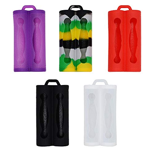Sitake Funda Protectora De Silicona Para Baterías 18650 - Fundas De Pilas Baterías 18650 Antideslizantes De Silicona Cubierta Protectora (5 Pcs, Doble