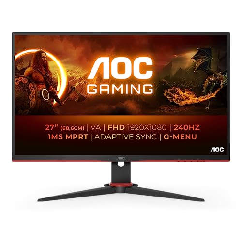 Aoc Gaming 27G2Zne/Bk - Écran Full Hd 27 Pouces, 240 Hz, Mprt 0,5 Ms, Freesync Premium. (1920X1080, Hdmi 1.4, Displayport 1.2) Noir/Rouge