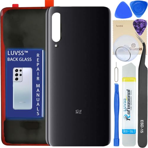 Luvss Coperchio Copribatteria Scocca Vetro Posteriore Imposta Per Xiaomi Mi 9 (Nero)