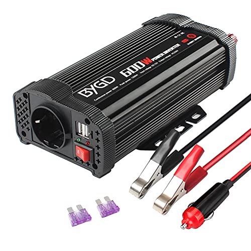 Bygd 600W Inverter Potenza, Invertitore Potenza Auto 12V A 230V Usb 1 Prese Ac, Convertitore Potenza Per Auto/Camper/Barca A Onda Sinusoidale Invertit