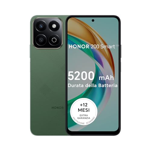 Honor 200 Smart,5G Unlocked Mobile Phones, 5200Mah Super Durable Battery,4Gb+256Gb,5-Star Drop Resistance,Splash-Proof Durability,50Mp Ai Motion Sensi
