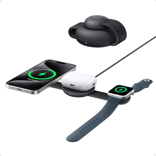 Stazione Di Ricarica Wireless 3-In-1 Anker Maggo 15W, Compatibile Con Magsafe, Certificato Qi2, Pieghevole E Portatile Per Iphone 16/15/14/13, Airpods