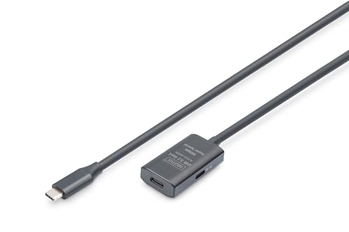 Digitus Cavo Di Prolunga Usb Attivo - Da Usb-C Femmina A Usb-C Maschio - 5 M - Usb 3.2 Gen1-5 Gbit/S - Plug & Play - Con Amplificatore Di Segnale - Ne