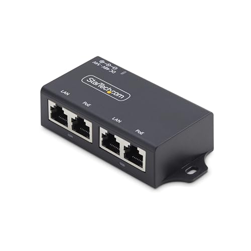 Startech.Com Iniettore Poe+ Midspan A 2 Porte Gigabit, Adattatore 30W Power Over Ethernet 10/100/1000Mb, Installazione A Muro