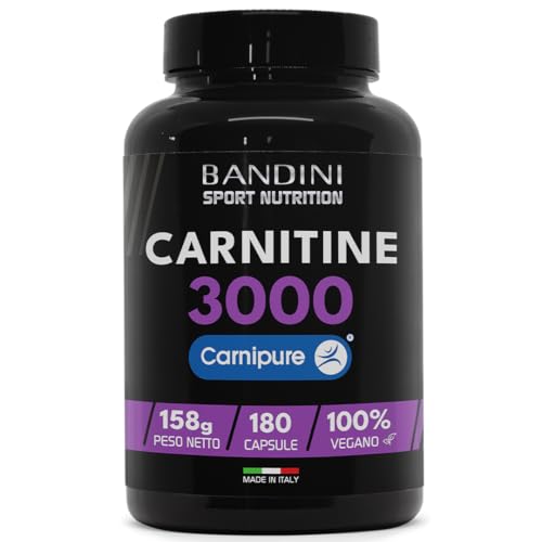 Bandini® L-Carnitina 3000-180 Capsule- Altamente Dosato- Integratore Sportivo L-Carnitina Pura- Tonificazione- Energia E Recupero Muscolare –Migliora