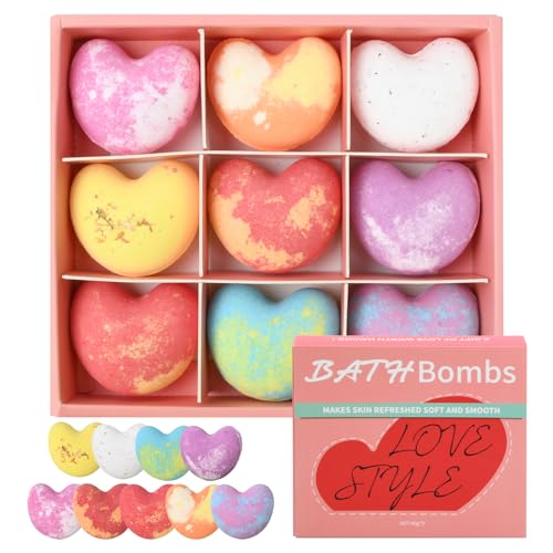 Granvoo 9 Pezzi Love Bombe Da Bagno, Bombe Da Bagno Set Regalo Per La Festa Della Mamma Gifts, Bombe Da Doccia, Fizzers Da Bagno, Effervescenti Regalo