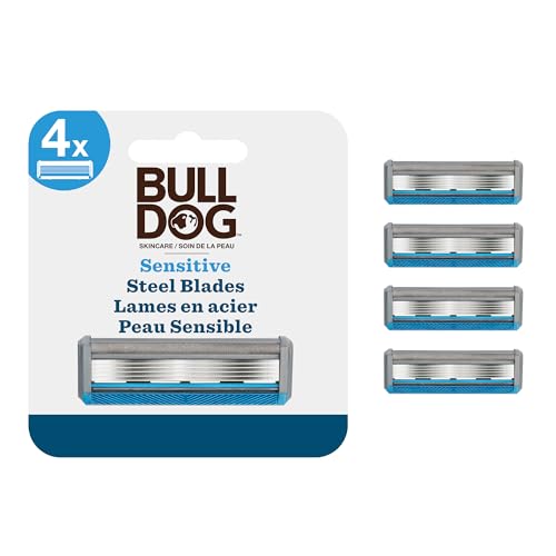 Bulldog Lame Di Ricarica Steel Sensitive - Confezione Con 4 Testine Di Ricarica Compatibili Con Rasoi Bulldog Compatibile Con Tutti I Rasoi Bulldog