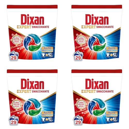 Dixan Discs 4In1 Expert Smacchiante Detersivo Lavatrice (29 Lavaggi), Capsule Lavatrice Per Una Pulizia Profonda Del Bucato E Freschezza Igienica Per