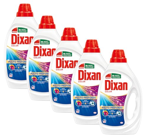 Dixan Detersivo Lavatrice Liquido Color, 5 Confezioni Da 22 Lavaggi, 110 Lavaggi Totali