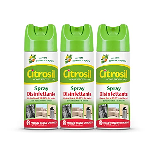 Citrosil Home Protection - Spray Disinfettante Superfici Multiuso, Elimina Fino Al 99,9% Dei Batteri, Con Vere Essenze Di Agrumi, 300 Ml X 3 Confezion
