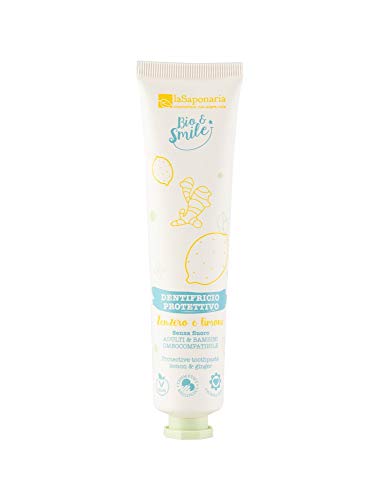 La Saponaria | Dentifricio Protettivo Zenzero&Limone, Dentifricio Delicato Omeocompatibile Per Adulti E Bambini, Senza Fluoro, 75Ml