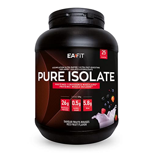 Eafit Pure Isolate Frutti Rossi - 750 G - 3 Sapori - 33% Di Proteine - A Basso Contenuto Di Zuccheri E Grassi - Crescita Muscolare - Microfiltrazione