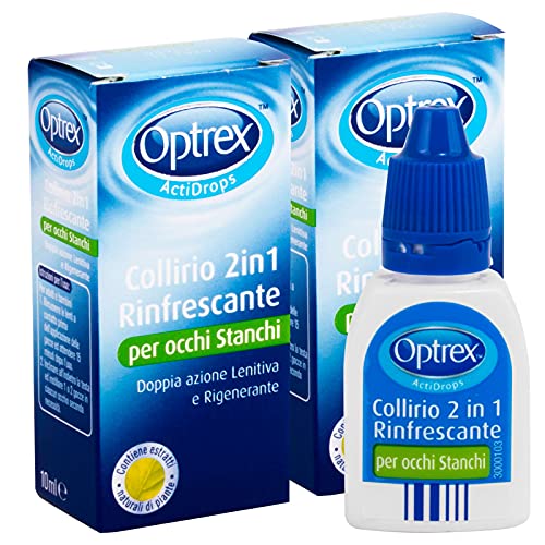 2X Optrex Actidrops Collirio 2In1 Rinfrescante Per Occhi Stanchi Lenitivo Rigenerante - 2 Flaconi Da 10Ml Ognuno