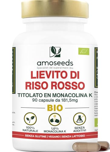 Lievito Di Riso Rosso Bio | 2,9Mg Di Monacolina K Per Capsula | 181,50Mg | 90 Capsule Vegane | Qualità Superiore