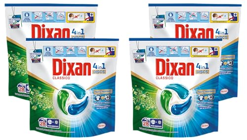 Dixan Discs 4In1 Classico Detersivo Lavatrice (28 Lavaggi), Capsule Lavatrice Per Una Pulizia Profonda Del Bucato E Freschezza Igienica Per La Lavatri