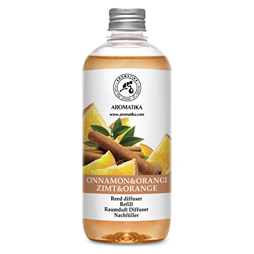 Ricarica Cannella & Arancia Con Oli Essenziali 500Ml - Diffusore Di Aromi - Fragranza Intensa E Duratura - Senza Alcool - Diffusore A Lamella - Aromat