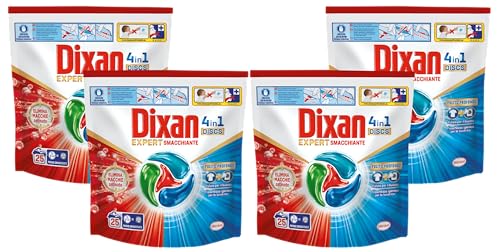 Dixan Discs 4In1 Expert Smacchiante Detersivo Lavatrice (25 Lavaggi), Capsule Lavatrice Per Una Pulizia Profonda Del Bucato E Freschezza Igienica Per