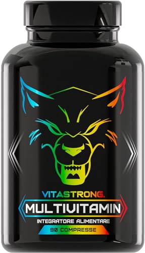 Multivitaminico Completo | Vitastrong Vitamina C, E, B1, B2, B6, D, A, K, B12, Biotina | 100% Naturale E Puro | 13 Vitamine Ad Alto Dosaggio | Made In