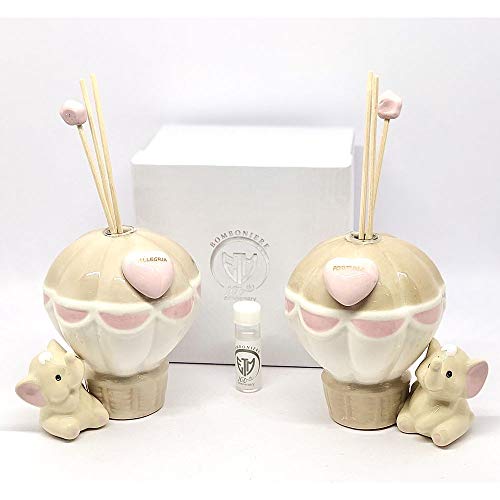 1 Pz Ciuffo Elefante Rosa Profumatore Porcellana 11 Cm Bomboniera