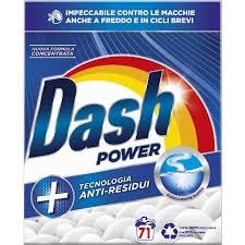 Dash Power Detersivo Lavatrice In Polvere, Tecnologia Anti-Residui, 71 Lavaggi 3550 G