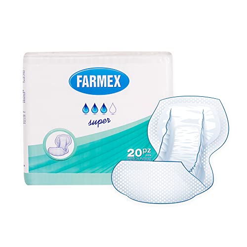 Farmex - Pannoloni Per Anziani E Adulti - Pannolone Sagomato Assorbenza Super - Assorbente, Latex-Free, Anallergico - Delicato Sulla Pelle - 20 Pezzi