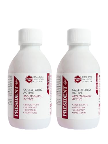 President Kit 2 Collutorio Active Contrasta Infiammazioni E Sanguinamento Gengivali E La Formazione Della Placca. Senza Alcool. 2X200Ml