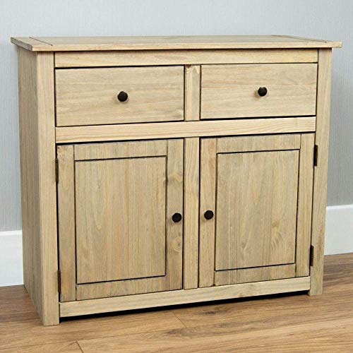 Vida Designs Panama, Credenza Con 2 Ante E 2 Cassetti, Mobili In Pino Massiccio