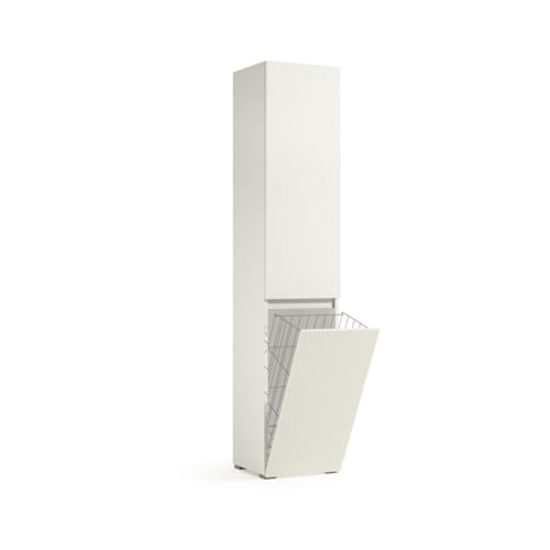 Trentiner Online Food Store Mobile Multiuso Bianco Con Ripiani Interni E Cestello Portabiancheria 195X45X37 Cm