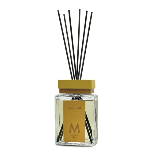 Muha' | Profumatore Per Ambiente Perfume Diffuser, Fragranza Uva E Fico, Diffusore Ambiente Con Bastoncini, Formato Da 200 Ml