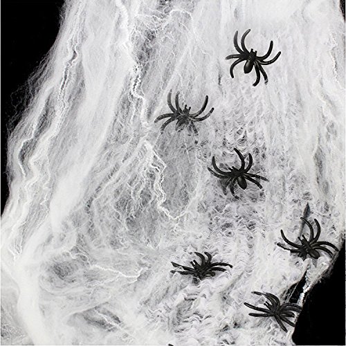 Hotsan Decorazioni Di Halloween Di Ragnatele Estensibili - Ragnatela Spettrale All'Aperto Coperta Con 25 Ragni Falsi, Ragnatela Per Decorazioni Spaven