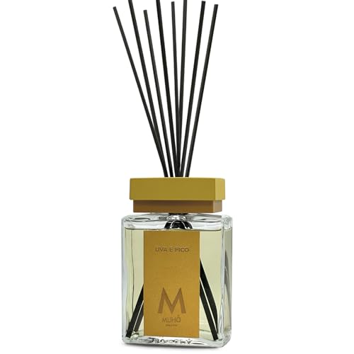 Muha' | Profumatore Per Ambiente Perfume Diffuser, Fragranza Uva E Fico, Diffusore Ambiente Con Bastoncini, Formato Da 500 Ml